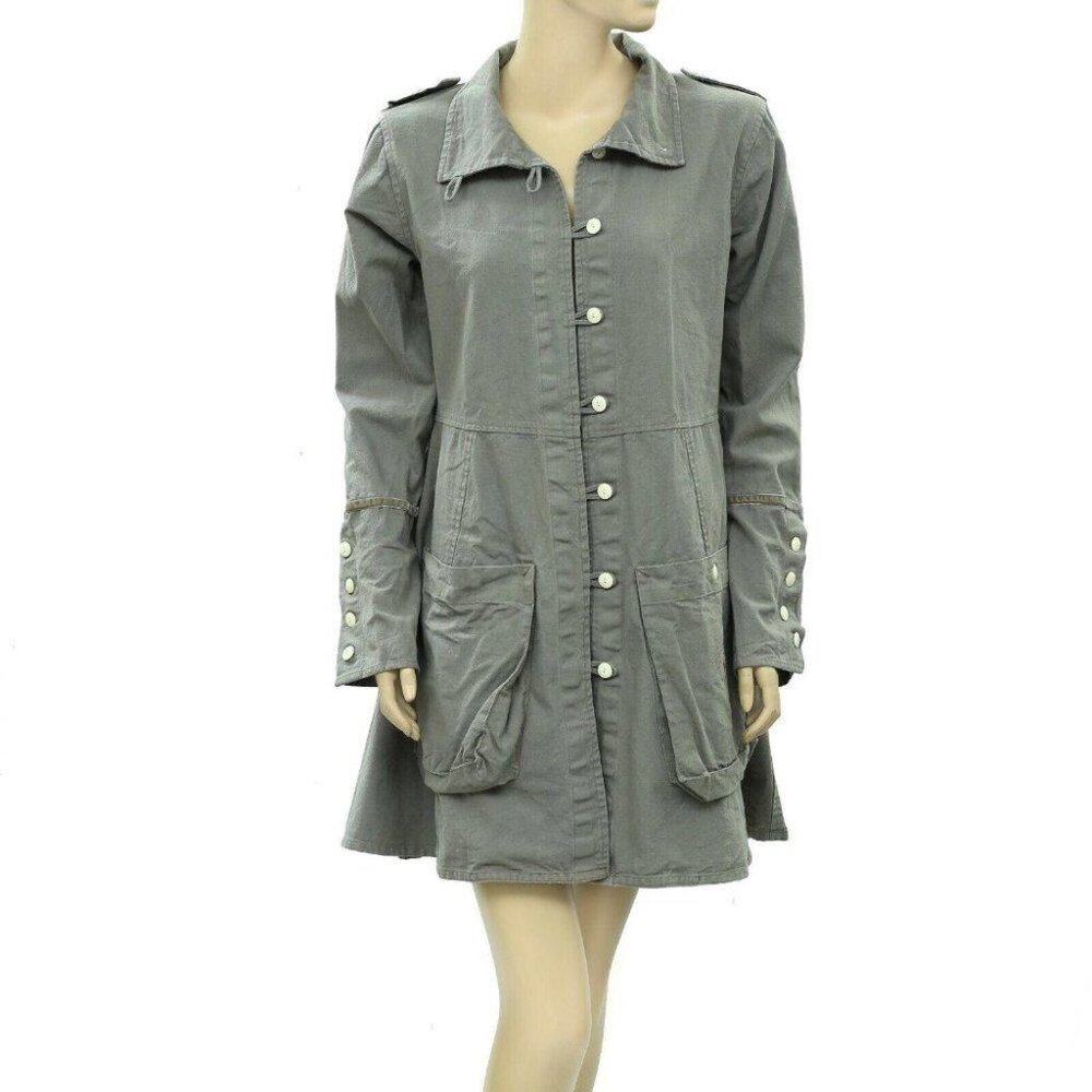 EWA I WALLA Buttondown Coat Jacket Dress Peasant Lagenlook Vintage S New
